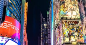 Illustration de Zohran Mamdani, socialiste démocrate, élu maire de New York New-York-City-election-celebration