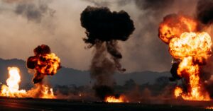 Illustration de Iran en guerre : décès d'un commandant, Trump évoque un 'changement de régime' Iran-war-explosion